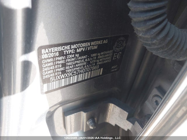 Продажа на аукционе авто 2017 Bmw X3 Xdrive28i, vin: 5UXWX9C57H0T07869, номер лота: 12622449