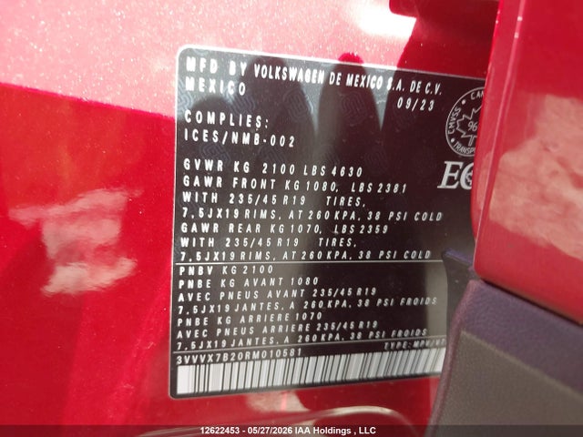 3VVVX7B20RM010581 Volkswagen TAOS SE