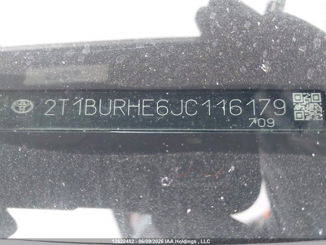 Продаж на аукціоні авто 2018 Toyota Corolla L/le/xle/se/xse, vin: 2T1BURHE6JC116179, номер лоту: 12622482