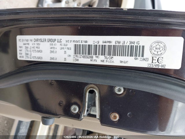 2011 Ram Ram 1500 Laramie მანქანა იყიდება აუქციონზე, vin: 1D7RV1GT4BS562088, აუქციონის ნომერი: 12622495