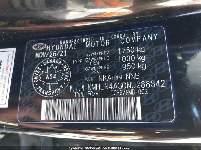 2022 Hyundai Elantra მანქანა იყიდება აუქციონზე, vin: KMHLN4AG0NU288342, აუქციონის ნომერი: 12622513