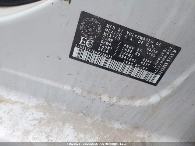 Aukcja sprzedaży 2017 Volkswagen Jetta Wolfsburg Edition, vin: 3VWB67AJ6HM230672, numer aukcji: 12622523