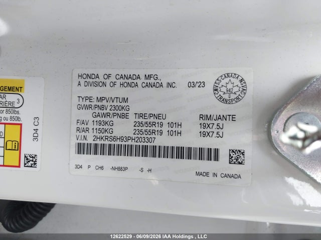 2HKRS6H93PH203307 Honda CR-V HYBRID
