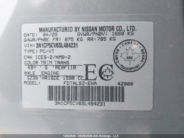 Nissan Kicks Play Sv 2025 3N1CP5CV6SL484231 Image 18