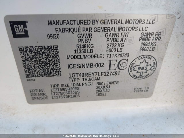 1GT49REY7LF327491 GMC Sierra 2500hd Denali