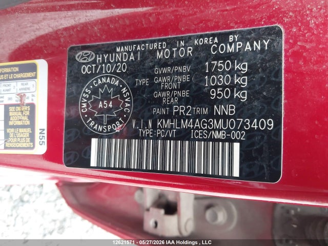 KMHLM4AG3MU073409 Hyundai Elantra Essential Ivt With Hyundai Smartsense Package
