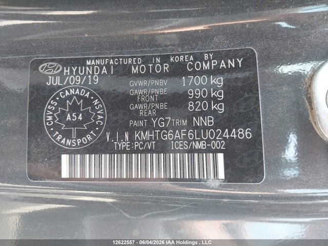 Продаж на аукціоні авто 2020 Hyundai Veloster Premium, vin: KMHTG6AF6LU024486, номер лоту: 12622557