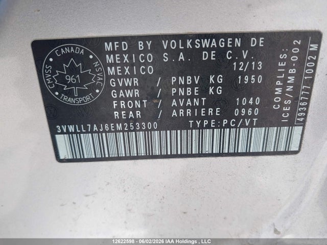 Aukcja sprzedaży 2014 Volkswagen Jetta Tdi, vin: 3VWLL7AJ6EM253300, numer aukcji: 12622598