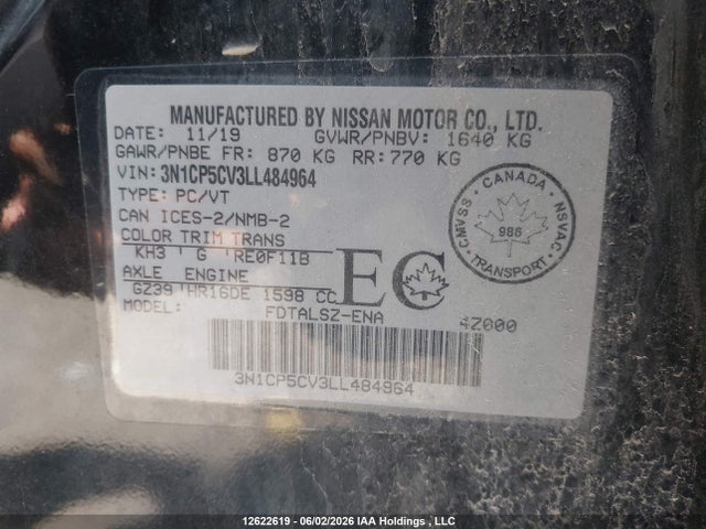 3N1CP5CV3LL484964 Nissan KICKS SV