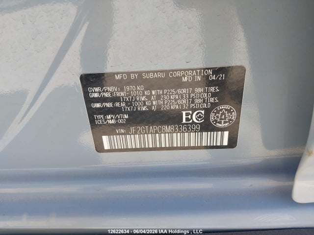 JF2GTAPC8M8336399 Subaru Crosstrek Touring