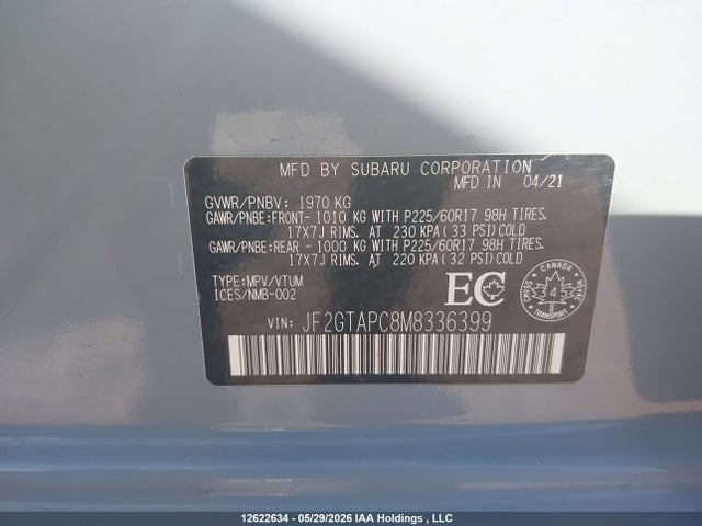 JF2GTAPC8M8336399 Subaru Crosstrek Touring