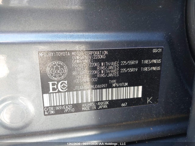 JTEAAAAH9MJ046997 Toyota Venza Le/xle/limited