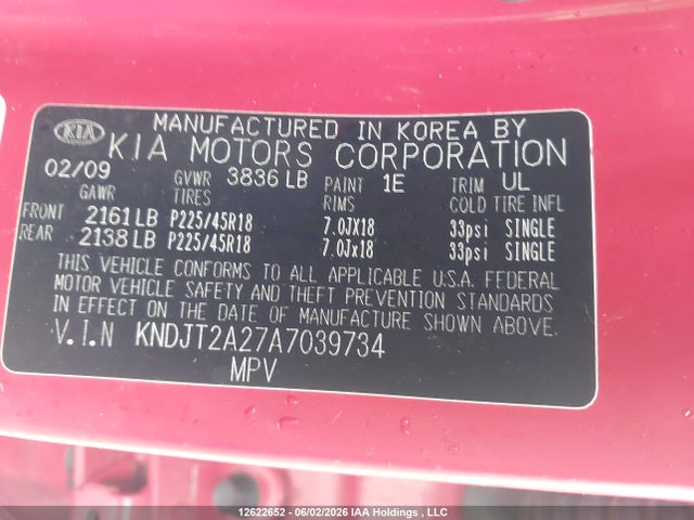 12622652 :رقم المزاد ، KNDJT2A27A7039734 vin ، 2010 Kia Soul Sport مزاد بيع