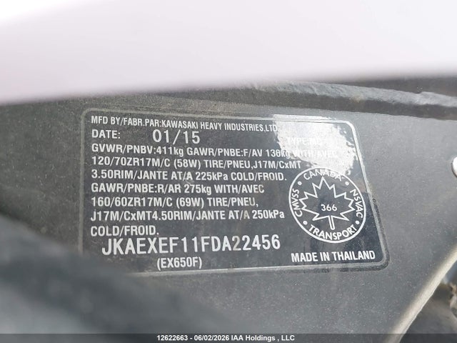 JKAEXEF11FDA22456 Kawasaki Ex650 F