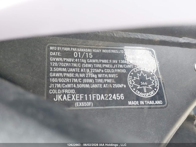 JKAEXEF11FDA22456 Kawasaki Ex650 F