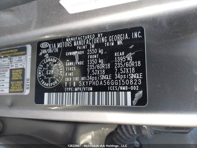 KIA SORENTO EX 2016 5XYPHDA56GG150823 Image 19