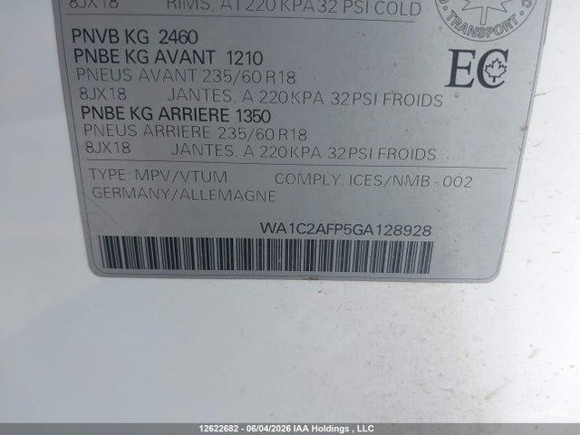 Продаж на аукціоні авто 2016 Audi Q5, vin: WA1C2AFP5GA128928, номер лоту: 12622682