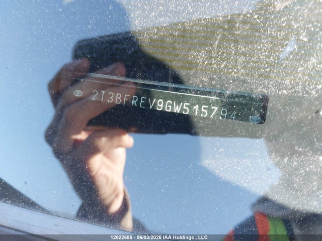 12622685 :رقم المزاد ، 2T3BFREV9GW515794 vin ، 2016 Toyota Rav4 Le مزاد بيع