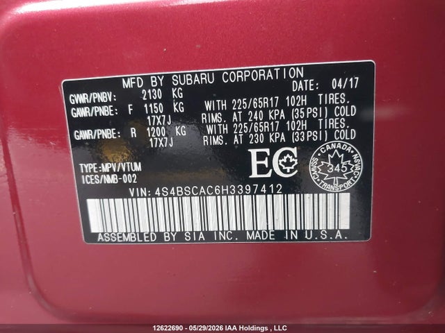 Subaru Legacy Outback 2017 4S4BSCAC6H3397412 Image 18