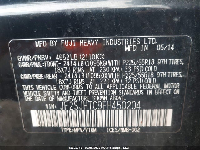Subaru Forester 2.0xt Limited Package 2015 JF2SJHTC9FH450204 Image 9