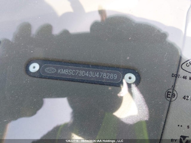 2003 Hyundai Santa Fe მანქანა იყიდება აუქციონზე, vin: KM8SC73D43U478289, აუქციონის ნომერი: 12622716