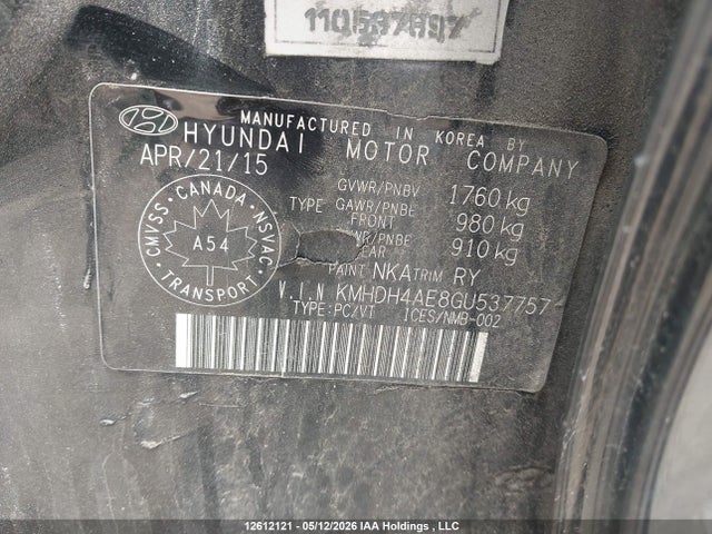 KMHDH4AE8GU537757 Hyundai Elantra Sport Appearance