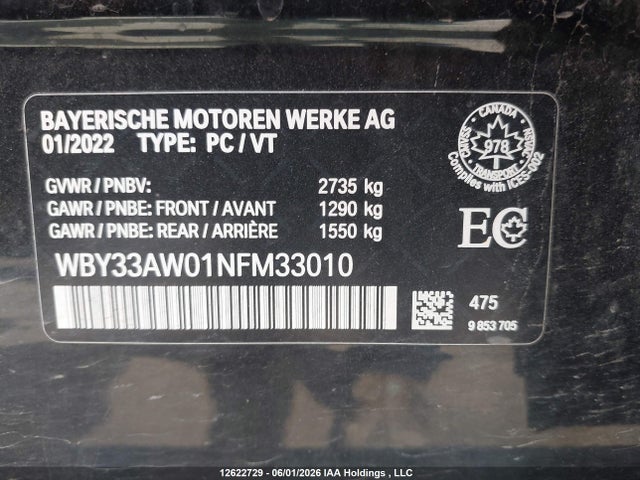 WBY33AW01NFM33010 BMW I4 M50