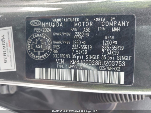 Продаж на аукціоні авто 2024 Hyundai Tucson Ultimate Plug-in Hybrid Awd, vin: KM8JDDD23RU203753, номер лоту: 12622738