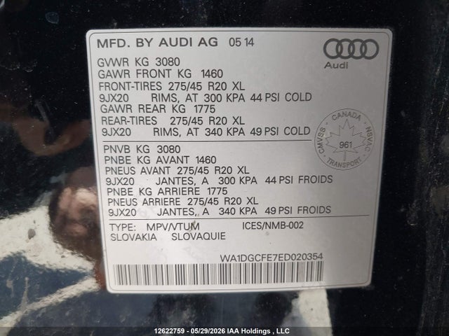 WA1DGCFE7ED020354 Audi Q7 3.0t Sport