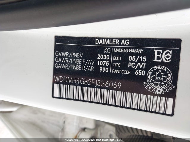 Продажа на аукционе авто 2015 Mercedes-benz B 250 4matic, vin: WDDMH4GB2FJ336069, номер лота: 12622789
