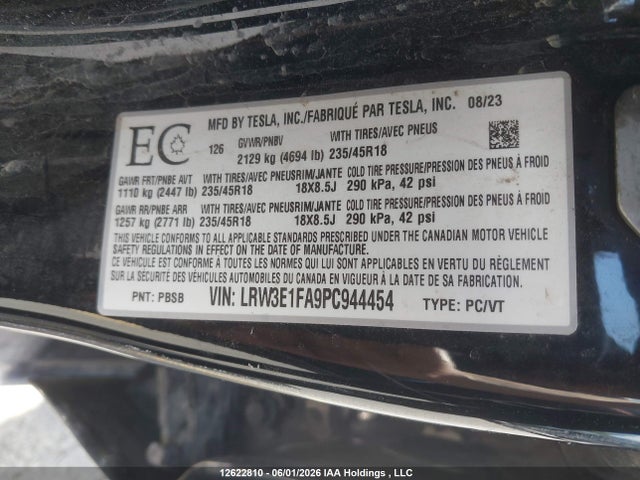 Tesla Model 3 Rwd 2023 LRW3E1FA9PC944454 Image 9