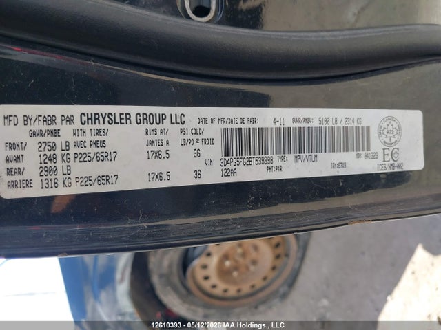 12610393 :رقم المزاد ، 3D4PG5FG2BT539398 vin ، 2011 Dodge Journey Sxt مزاد بيع
