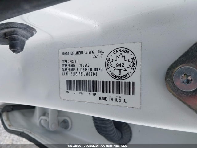 12622826 :رقم المزاد ، 19UUB1F81JA800348 vin ، 2018 Acura Tlx Elite مزاد بيع