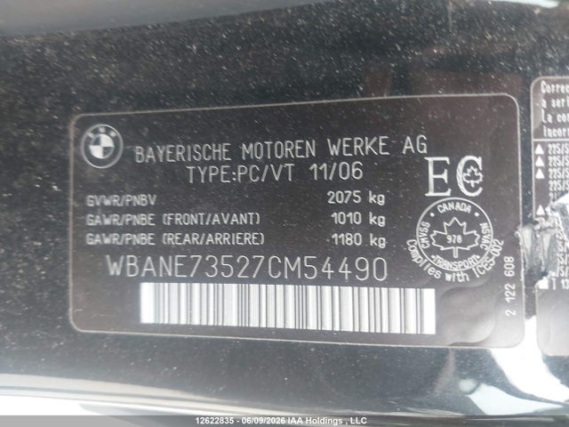 Aukcja sprzedaży 2007 Bmw 530 I, vin: WBANE73527CM54490, numer aukcji: 12622835