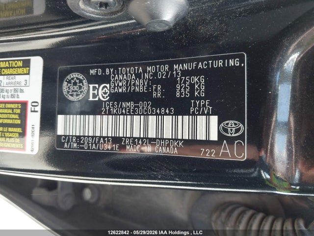 Продаж на аукціоні авто 2013 Toyota Matrix, vin: 2T1KU4EE3DC034843, номер лоту: 12622842