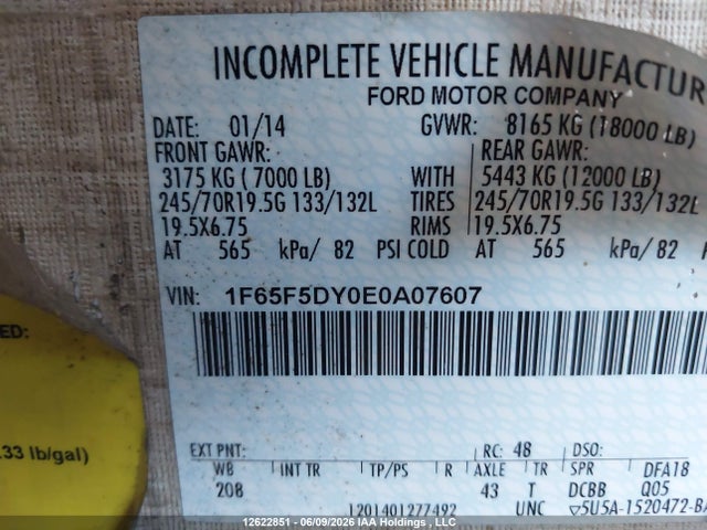 Продажа на аукционе авто 2015 Ford F53, vin: 1F65F5DY0E0A07607, номер лота: 12622851