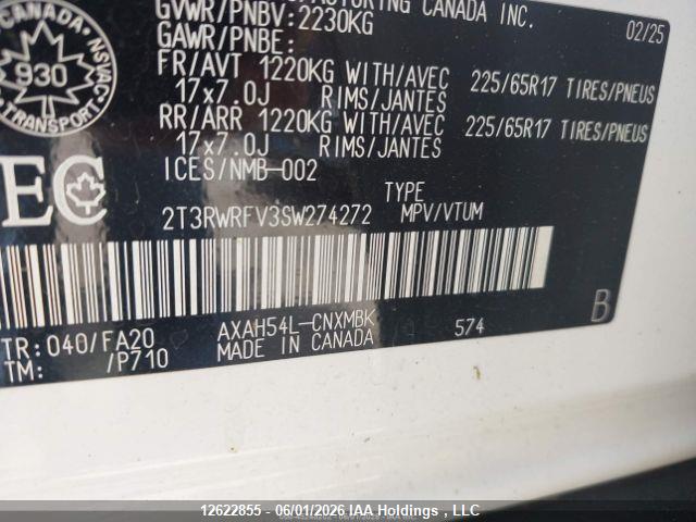 12622855 :رقم المزاد ، 2T3RWRFV3SW274272 vin ، 2025 Toyota Rav4 مزاد بيع