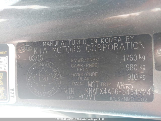 2015 Kia Forte 1.8l Lx/1.8l Lx+/lx+ Winter Edition მანქანა იყიდება აუქციონზე, vin: KNAFX4A66F5434724, აუქციონის ნომერი: 12622861