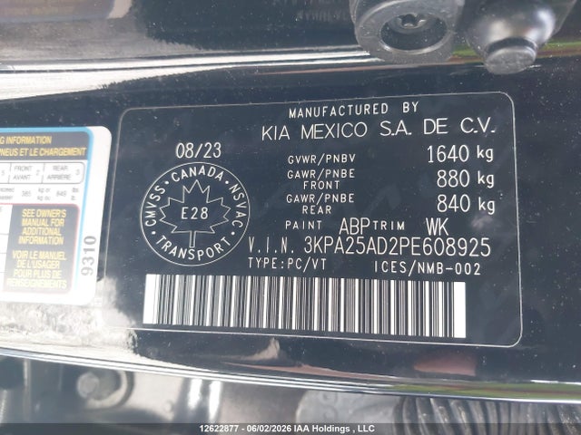 Продажа на аукционе авто 2023 Kia Rio Lx Premium/lx+, vin: 3KPA25AD2PE608925, номер лота: 12622877
