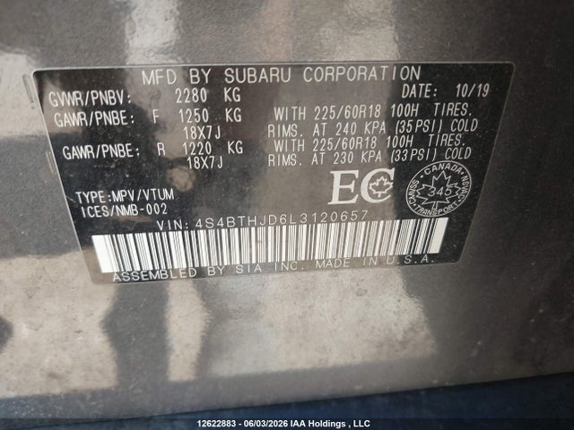 Продажа на аукционе авто 2020 Subaru Outback Outdoor Xt, vin: 4S4BTHJD6L3120657, номер лота: 12622883
