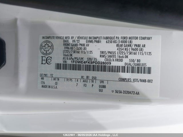 Ford Econoline E450 Super Duty Cutaway Van 2023 1FDWE4FK9PDD28009 Image 9