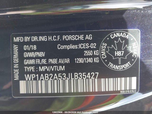 Aukcja sprzedaży 2018 Porsche Macan S, vin: WP1AB2A53JLB35427, numer aukcji: 12622906