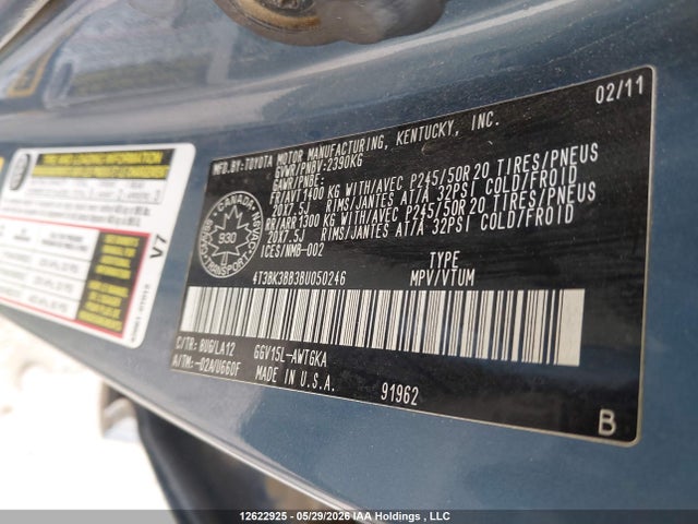Aukcja sprzedaży 2011 Toyota Venza Base V6, vin: 4T3BK3BB3BU050246, numer aukcji: 12622925