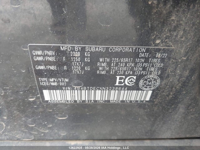 Subaru Outback Touring 2022 4S4BTDECXN3238644 Image 18