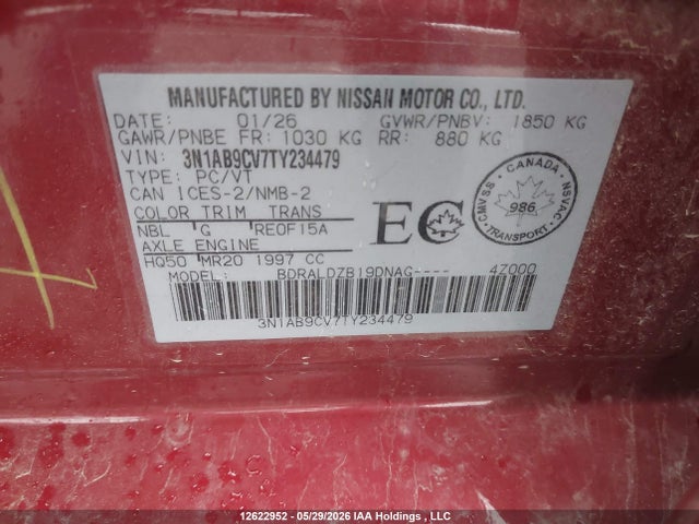 Aukcja sprzedaży 2026 Nissan Sentra Sv, vin: 3N1AB9CV7TY234479, numer aukcji: 12622952