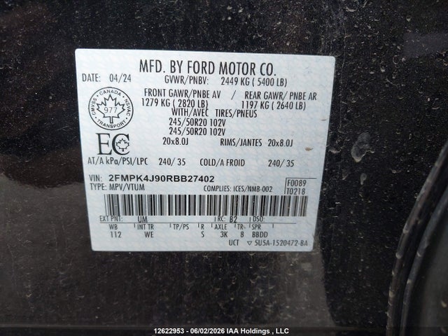 Ford Edge St Line 2024 2FMPK4J90RBB27402 Image 9