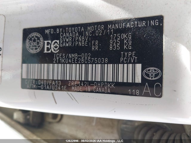 Продаж на аукціоні авто 2011 Toyota Matrix, vin: 2T1KU4EE2BC575038, номер лоту: 12622996