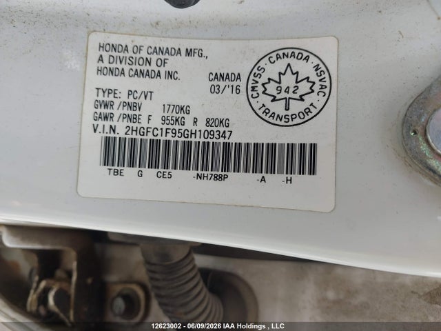 Aukcja sprzedaży 2016 Honda Civic, vin: 2HGFC1F95GH109347, numer aukcji: 12623002