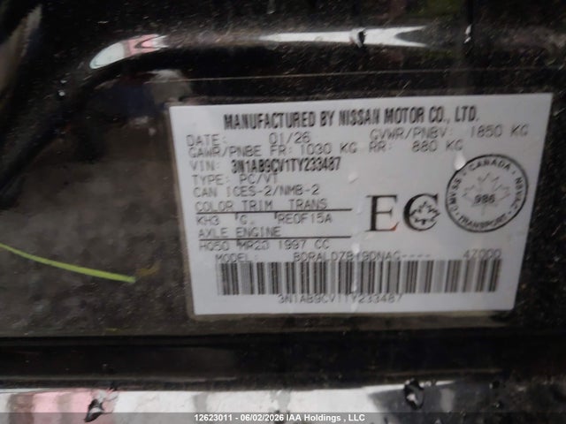 Auction sale of the 2026 Nissan Sentra Sv, vin: 3N1AB9CV1TY233487, lot number: 12623011