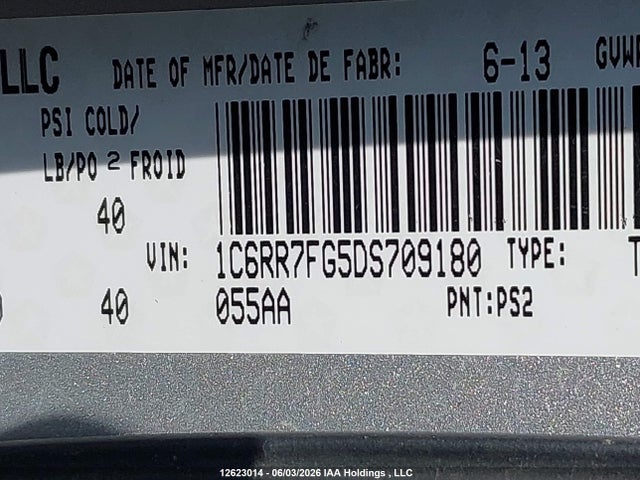12623014 :رقم المزاد ، 1C6RR7FG5DS709180 vin ، 2013 Ram 1500 St مزاد بيع